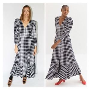 Mr. Larkin Penny Maxi Dress in Navy Plaid Size Small